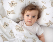 Sada do postýlky Mantinel s povlečením, 3D sada - Malý Medvídek, bílá/béžová Baby Nellys