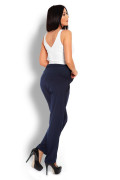 Těhotenské kalhoty s pružným, vysokým pásem Granát 