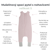 Mušelínový letní spací pytel s nohavicemi Sleepee Nature krémový