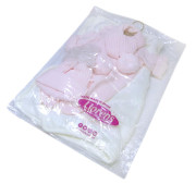 Obleček pro panenku miminko New Born velikosti 43-44 cm Llorens 3dílný růžovo-bílý