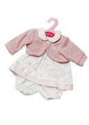 Obleček pro panenku miminko velikosti 36 cm Antonio Juan 3dílný růžovo-bílý