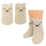 Bavlněné ponožky Pejsek 3D - béžové - 1 pár