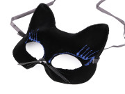 Karnevalová maska - škraboška sametová s glitry kočka