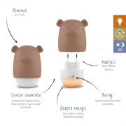 Medvídek Benny terakota - noční světlo se senzorem soumraku Zazu