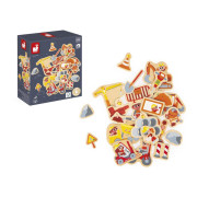 Dřevěné magnetky pro děti Na stavbě 24 ks Janod