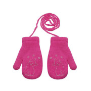 Zateplené zimní rukavice se šňůrkou kočka 4 - 6 let