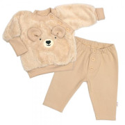 Rostoucí chlupáčková mikina a kalhoty Medvídek béžová 2dílná sada Baby Nellys