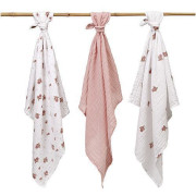 Mušelínové plenky Super Soft růžové 3 ks 70x70 cm BabyOno