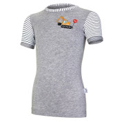 Tričko tenké KR obrázek Pruh Outlast® - šedý melír/pruh bíločerný