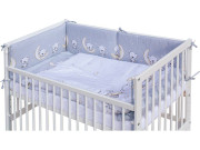 Dětská postýlka Toro bílá s kompletní šedou výbavou 120 x 60 cm Scarlett