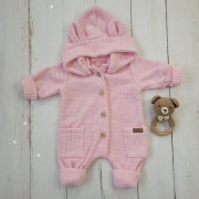 Dětský pletený overálek s odepínací kapucí Pink Kazum