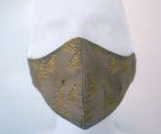 Látková respirační rouška - maska pánská jednovrstvá zlaté stromečky