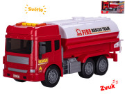Auto hasiči cisterna na setrvačník na baterie se světlem a zvukem 28 cm