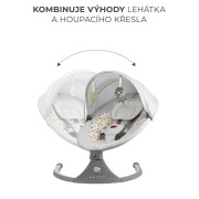 Lehátko houpací s melodií 2v1 Lumi, do 9 kg, Premium Light Grey Kinderkraft