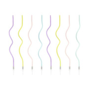 Svíčky dortové úzké spirály pastelové 8 ks