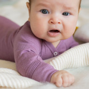 Kojenecké body merino vlna Mauve s rukavičkami PoPoLiNi