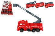 Hasičské auto plast na zpětné natažení 4 druhy, 11 cm