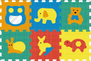 Pěnové puzzle - koberec zrcadlo zvířata 32 x 32 cm, 6 dílků