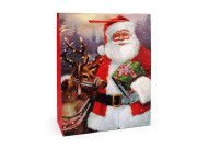 Vánoční dárková taška s glitry 32 x 26 x 10 cm Santa 2