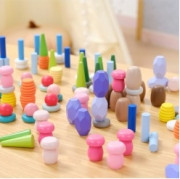 Dřevěné přírodní bloky 141 kusů