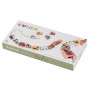 Navlékací dopravní prostředky - navlékací set - 13 dřevěných dílů a 8 předloh Cubika