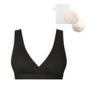 Kojicí podprsenka bambus Nuuma Black s vyjímatelnými vložkami + prací sáček Moniel