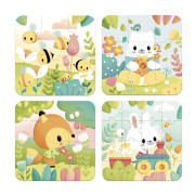 Pure Puzzle Zvířátka 4v1 v kufříku 6-9-12-16 ks Janod 