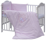 Dětská postýlka s kompletní výbavou Scarlett 120 x 60 cm - Měsíček - růžová