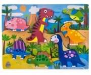 Dřevěné zábavné puzzle vkládací 35 x 22,5 cm Dinosauři