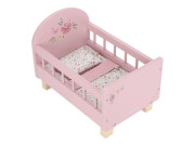 Postýlka pro panenky dřevěná s peřinkou Pink Little Dutch
