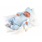 Obleček pro panenku miminko New Born velikosti 43-44 cm Llorens 3dílný modrý