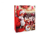 Vánoční dárková taška s glitry 18 x 23 x 8 cm Santa 1