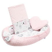 Luxusní hnízdečko s polštářkem a peřinkou New Baby z Minky růžové
