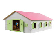 Kids Globe Horses stáj pro koně dřevěná 72,5x38x60 cm růžová 1:24