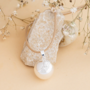 Těhotenská rolnička - andělské křídlo stříbrné s koženou černou šňůrkou