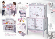 Dřevěná šatní skříň pro panenky s hracím centrem a doplňky DeCuevas - SKY