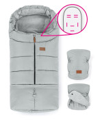 Zimní set fusak Jibot horizontal 3v1 + rukavice na kočárek Jasie Petite & Mars