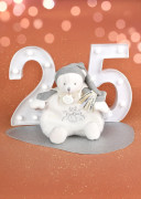 Dárková sada Plyšový muchláček medvídek s čepičkou šedý 25 cm Doudou