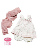 Obleček pro panenku miminko velikosti 36 cm Antonio Juan 3dílný růžovo-bílý