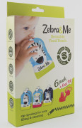 Kapsičky na dětskou stravu pro opakované použití Zebra&Me 6 ks + náustek ZDARMA
