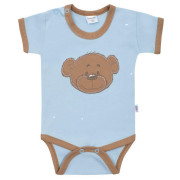 Kojenecké bavlněné body s krátkým rukávem New Baby BrumBrum blue brown