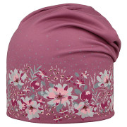 Funkční čepice dlouhá oboustranná Louka/květiny růžová RDX