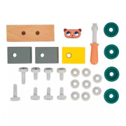 Dřevěná stavebnice auto s nářadím Medvěd 25 ks BricoKids Janod 