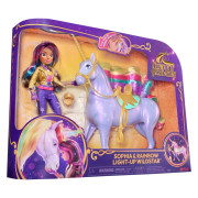 Unicorn academy světelný jednorožec Wildstar 28 cm s panenkou Sophií 24 cm