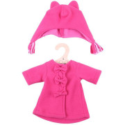 Růžový kabátek s čepičkou pro panenku Bigjigs Toys 38 cm