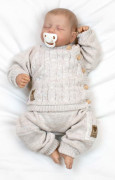 Rostoucí pletený svetřík a kalhoty s kapsou Hand Made Nature béžový Baby Nellys