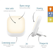 Socket noční světlo do zásuvky se senzorem soumraku Zazu