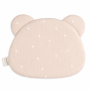 Mušelínový plochý polštář Teddy Bear Sleepee Love béžový se srdíčky