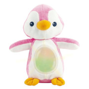Lampička tučňák 22cm plyšový stojící měnící barvu růžová
