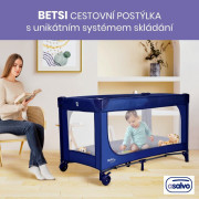 Cestovní postýlka Betsi s unikátním systémem skládání Ultra-fast blue Asalvo